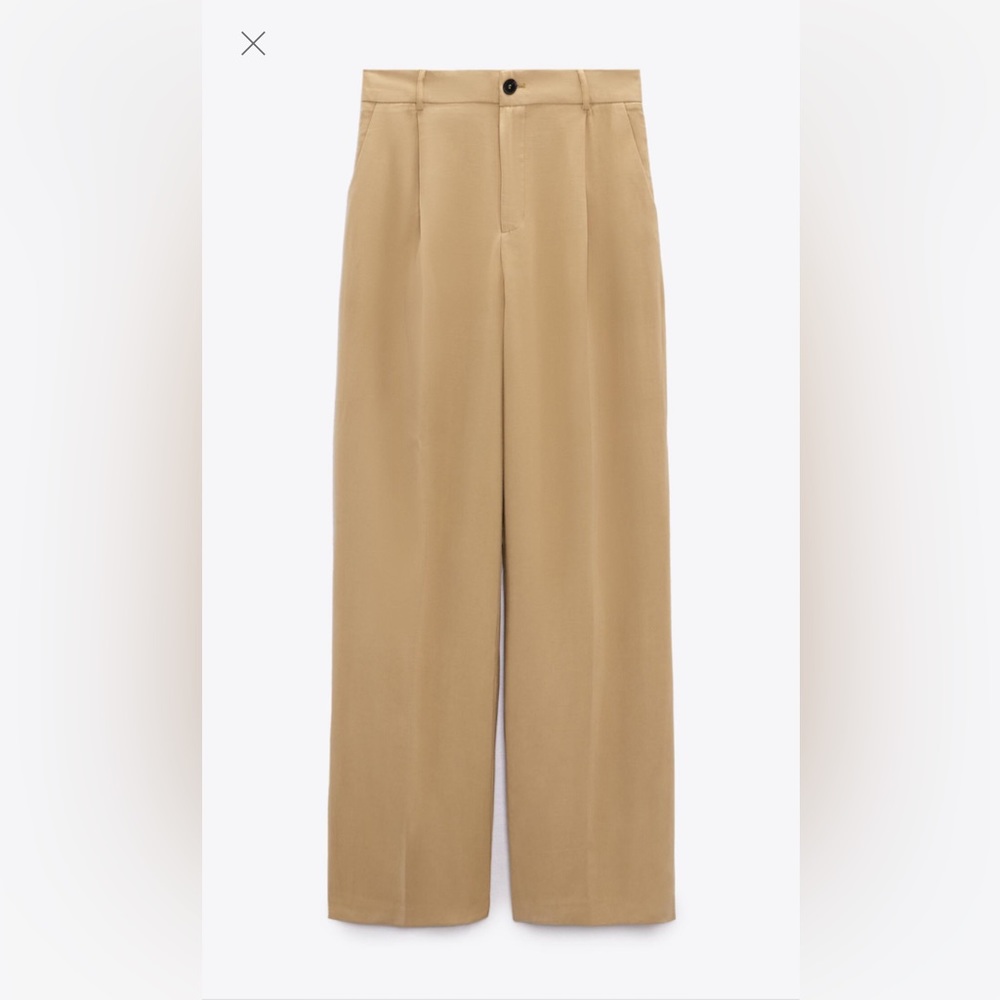 ZARA Full Length Pants Size Small Taupe Brown/Khaki